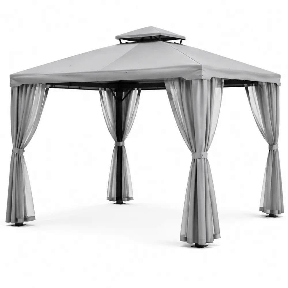 Gartenpavillon 3x3m Metallrahmen Polyester Grau