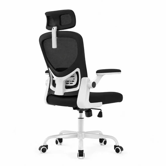 Ergonomischer Bürostuhl mit Kopfstütze und Armlehnen, Polyester-Netzgewebe, höhenverstellbar