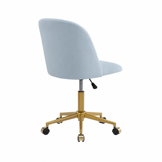 Drehstuhl aus Samt mit Metallbasis, Himmelblau