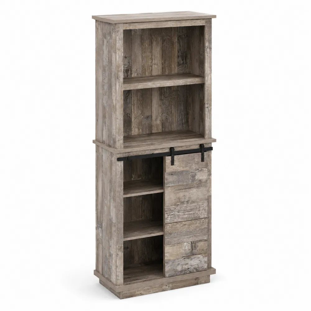 Hohes Sideboard mit Schiebetür aus Holz Grau 180x75x40 cm