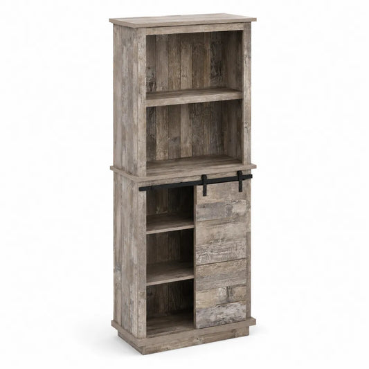 Hohes Sideboard mit Schiebetür aus Holz Grau 180x75x40 cm