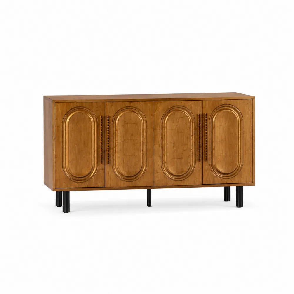 Sideboard aus Eichenfurnier mit Metallbeinen