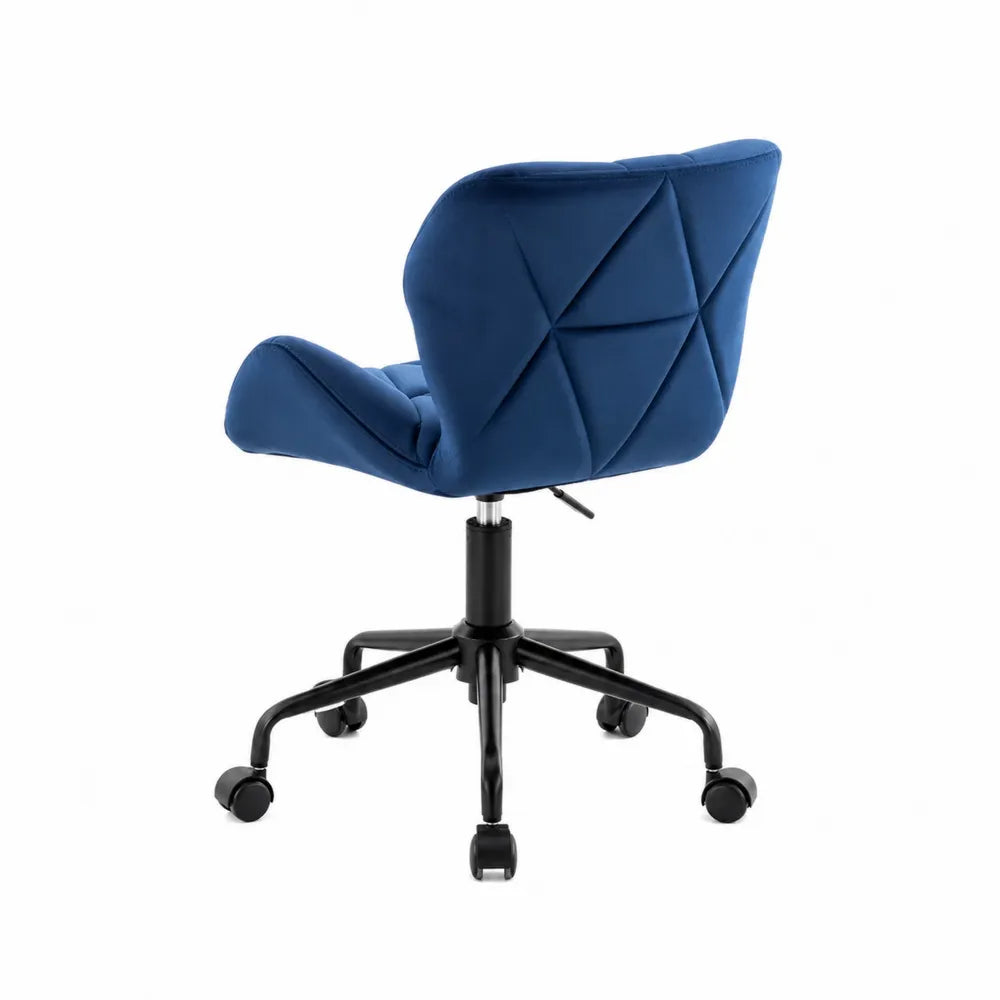 Drehbarer Bürostuhl Blau Velours Metall