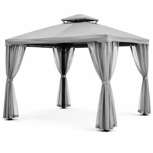 Gartenpavillon 3x3m Metallrahmen Polyester Grau